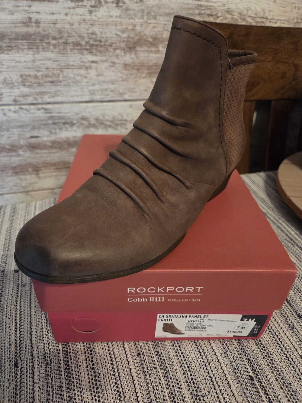 Rockport Brown Ruched Ankle Bootie